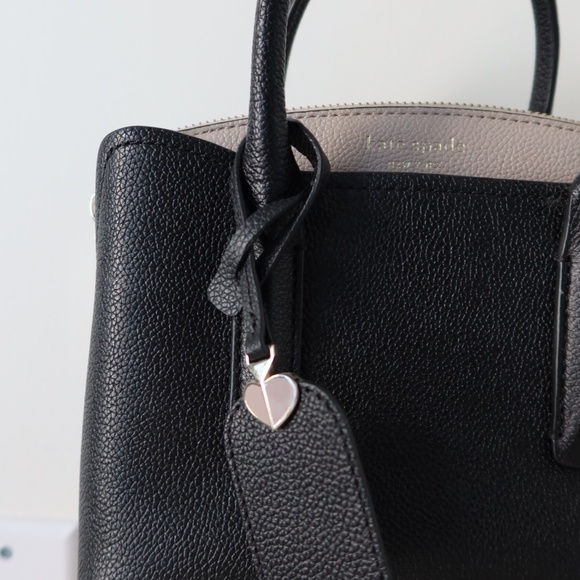 Kate Spade Margaux Mini Leather Satchel Bag - Black/Warm Beige Like New - Picture 3 of 9